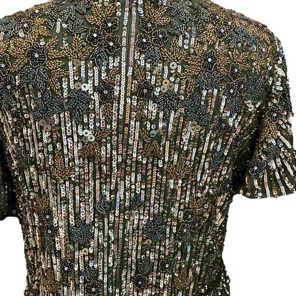 NWT MAC DUGGAL Size 16 Elegant Green Beaded Cocktail Dress - Picture 4 of 9